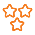 Orange icon of three stars.