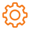 Orange icon of a gear.